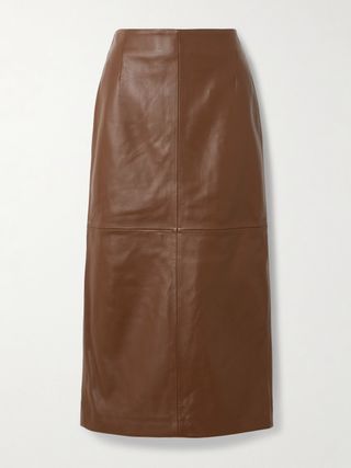 Selly Paneled Leather Midi Skirt