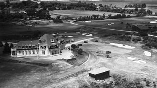 The clubhouse pictured at Newport Country Club in 1957, one of the oldest golf courses in America.