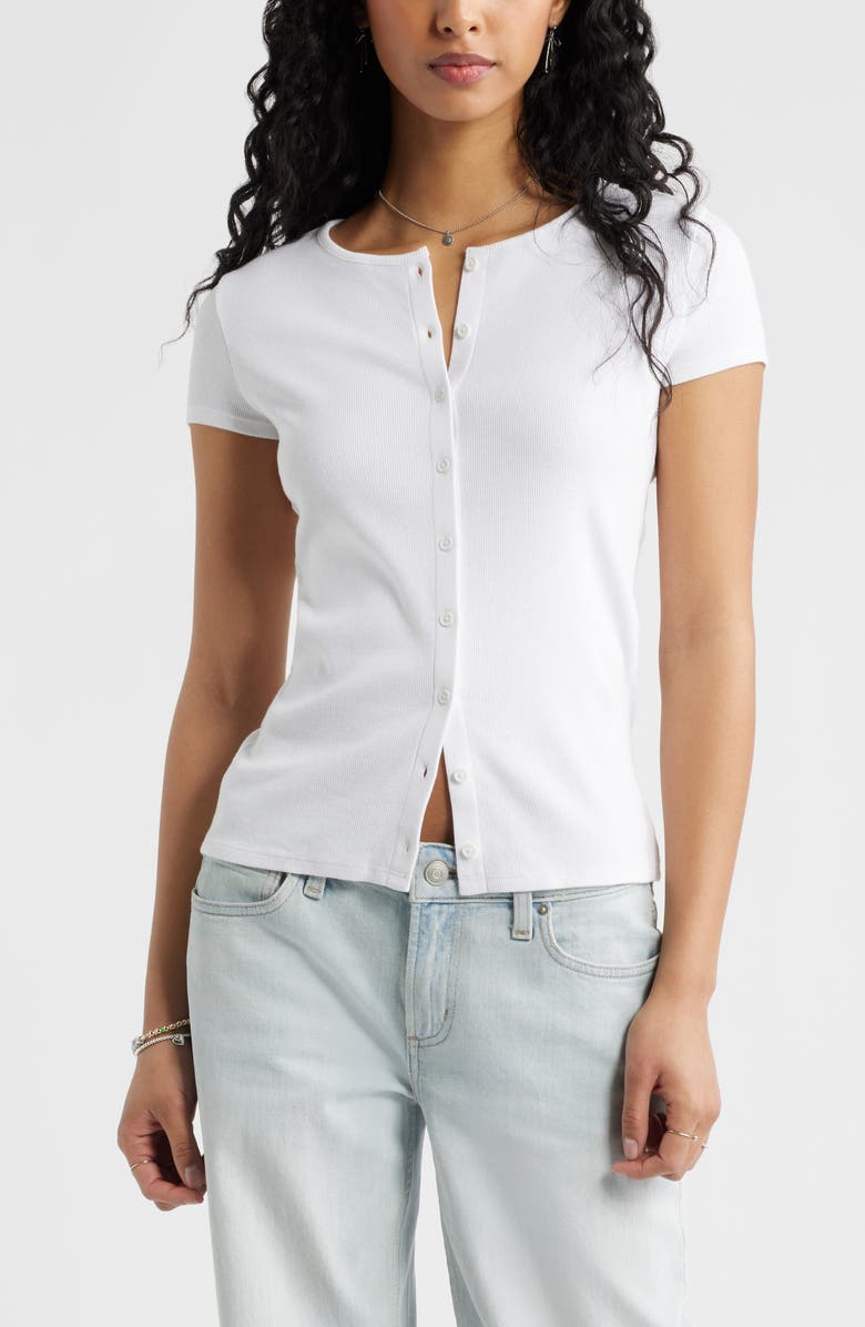 Short Sleeve Rib Knit Cardigan