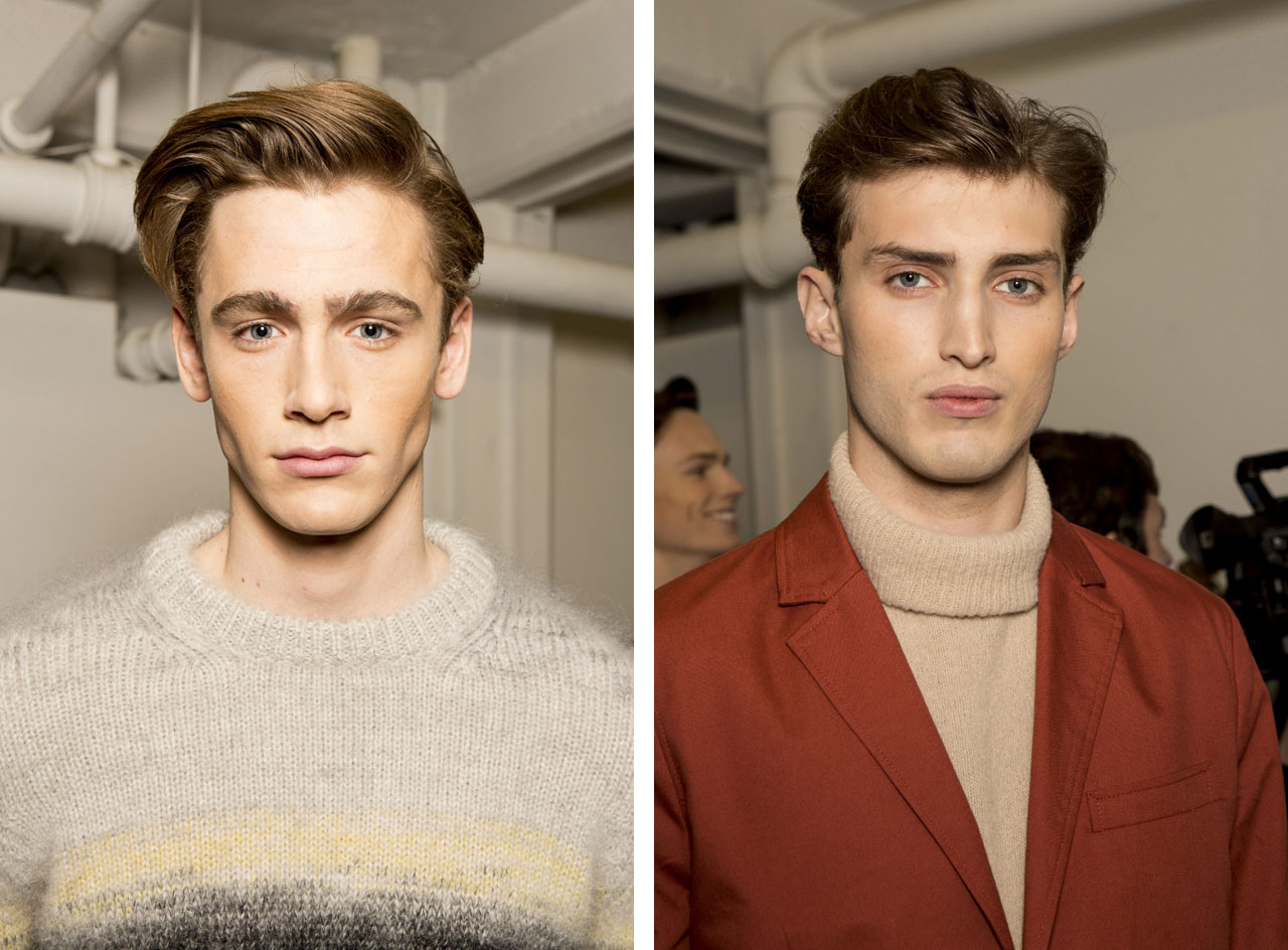 Split photo of two model head shots