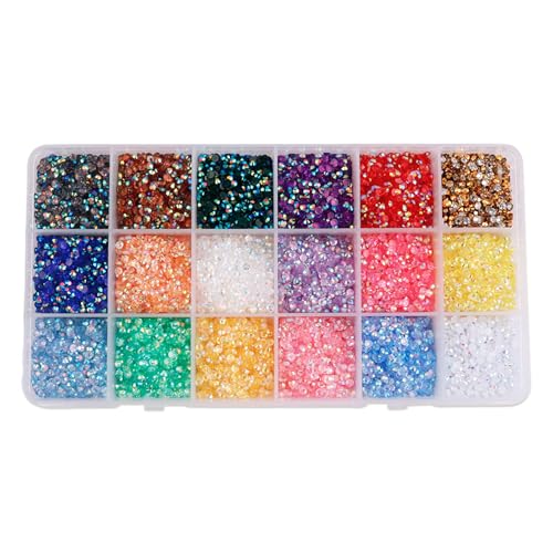 18 Colours 3mm Flat Back Rhinestones for Bedazzling, Resin Rhinestone Bedazzling Kit, Nail Rhinestones for Nail Art, Crafting, Clothes, Shoes, Diy Decor