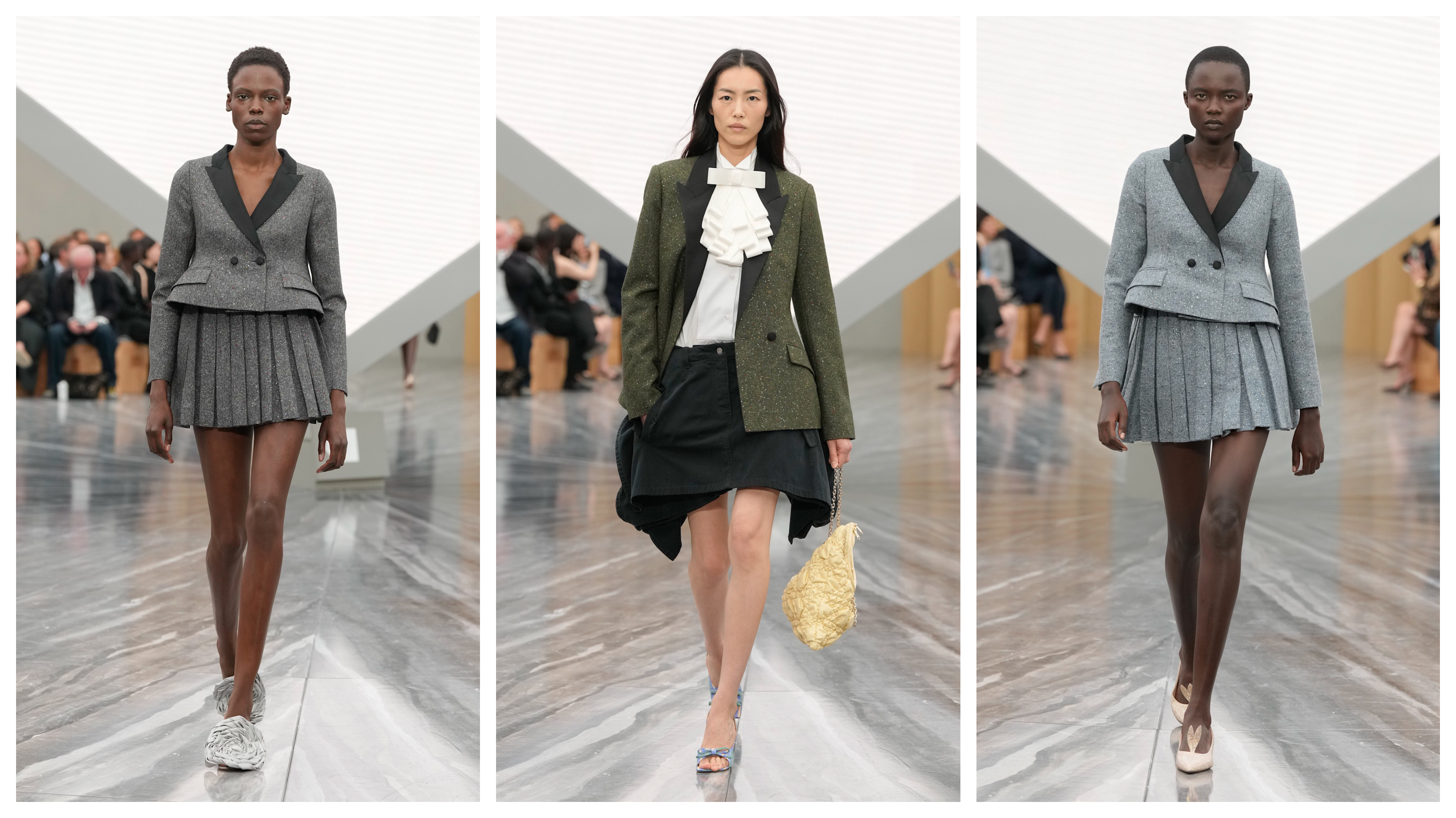 three Dior models on the spring 2026 runway