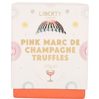 Liberty London champagne truffles in a pink box