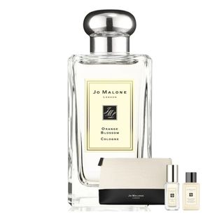 Bottle of Jo Malone Orange Blossom cologne with a gift box