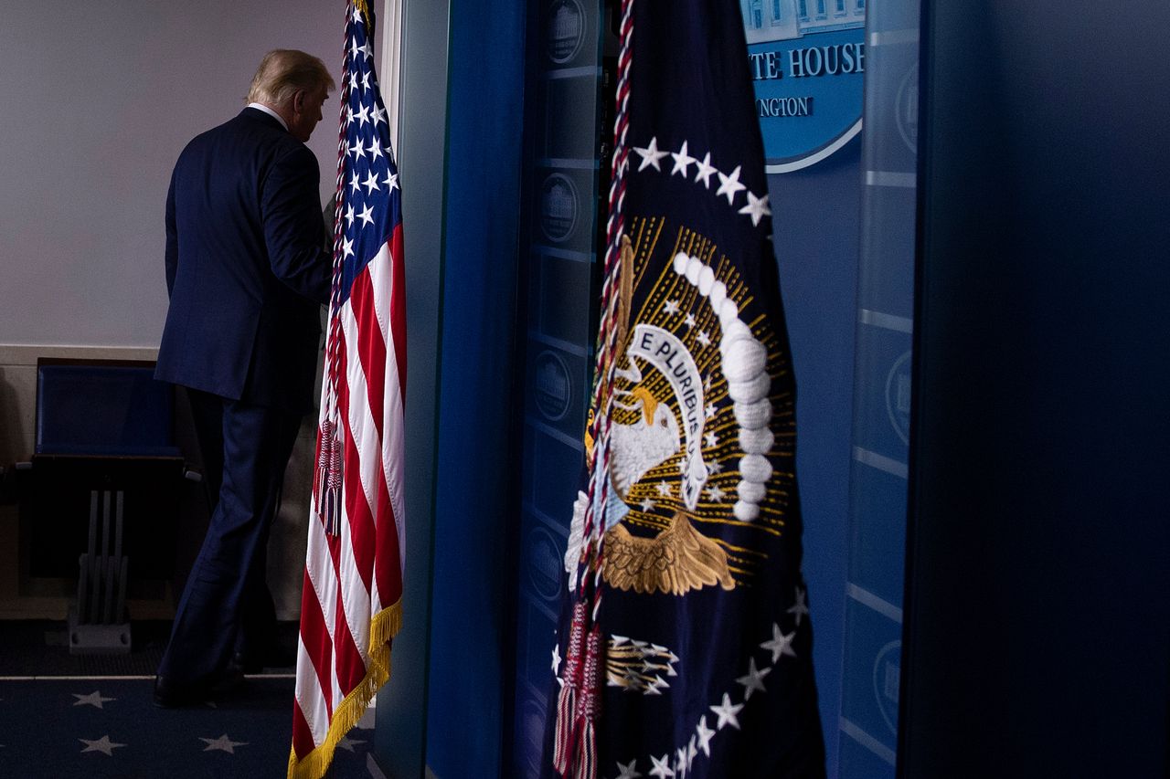 Trump at a briefing