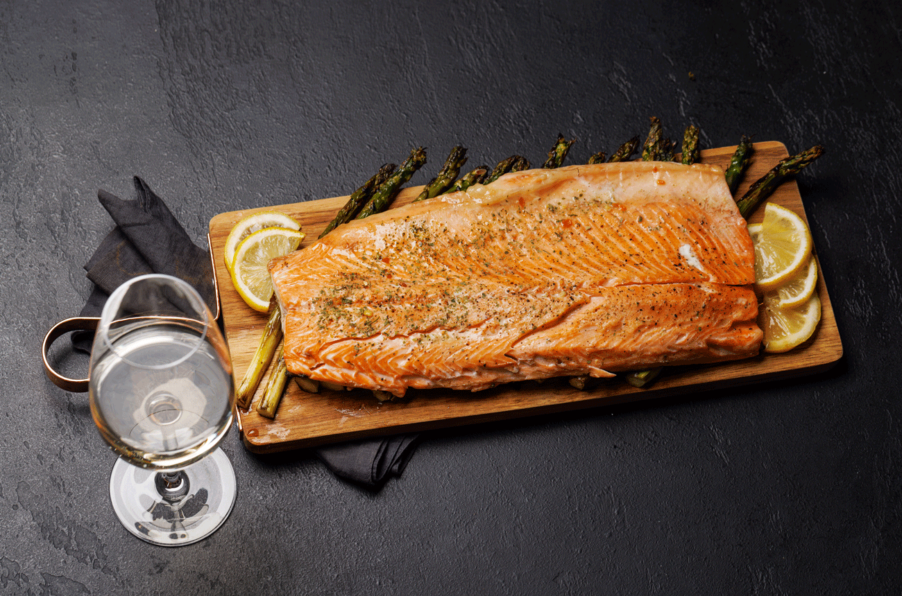 Canada Day - Cedar-planked salmon and wine