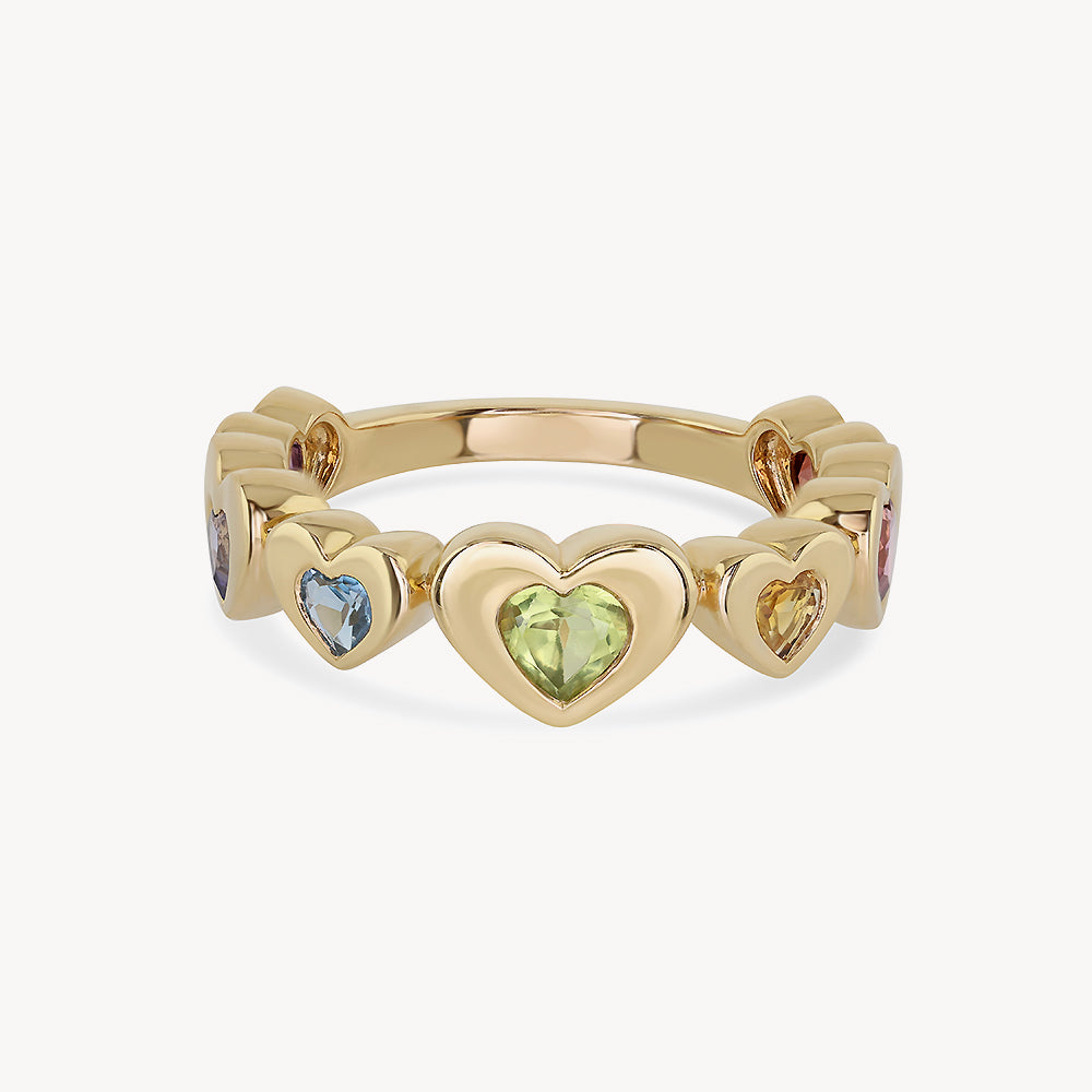 Mini Heart Stack Ring - Yellow Gold / G