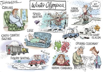 Editorial cartoon U.S. Olympics 2018 winter flu bills