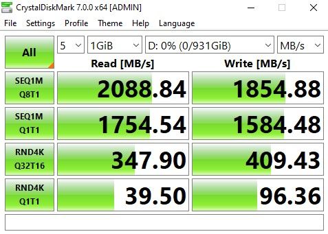 ADATA Elite SE880 CrystalDiskMark
