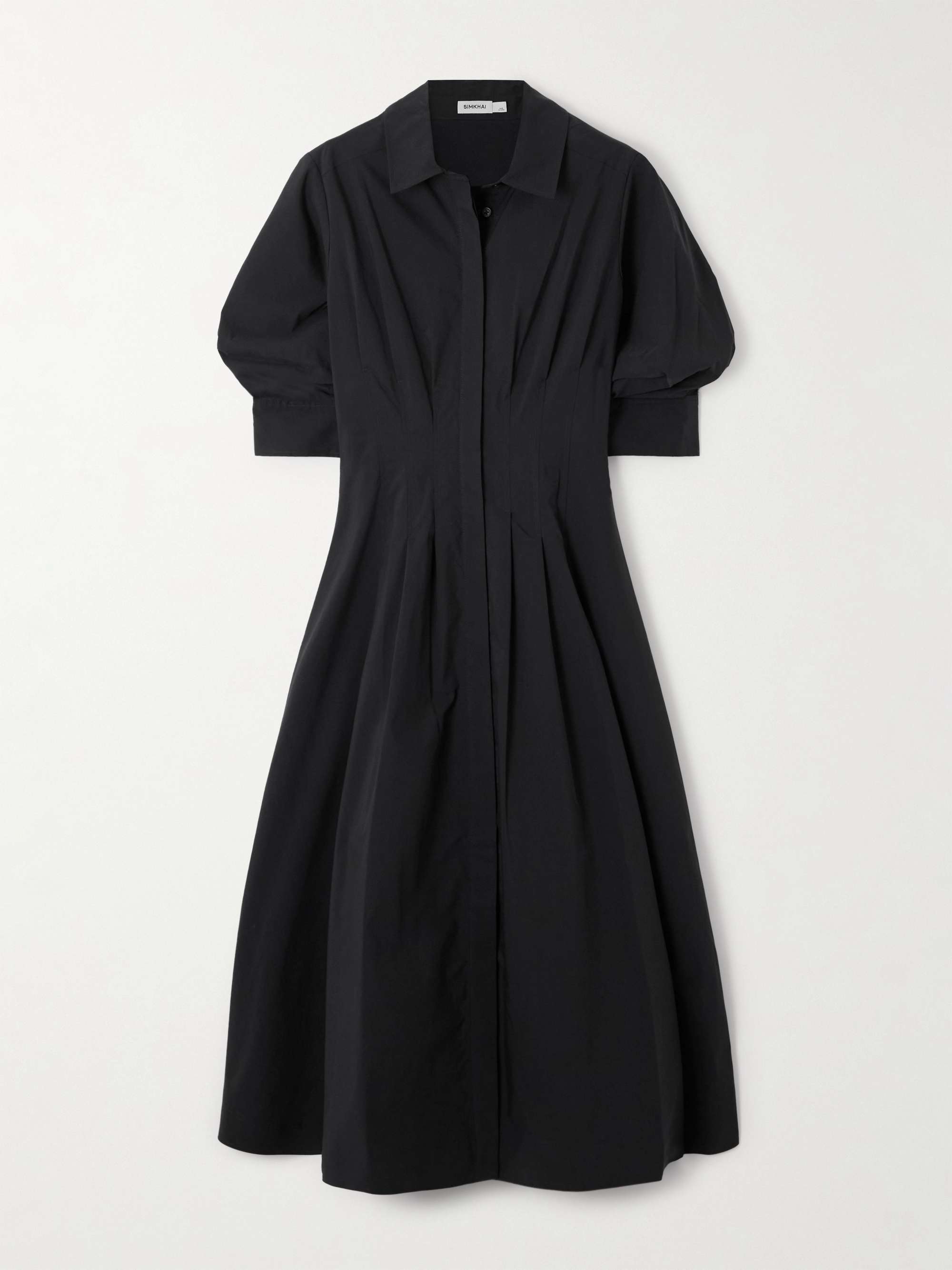 Jazz Pleated Cotton-Blend Poplin Midi Shirt Dress