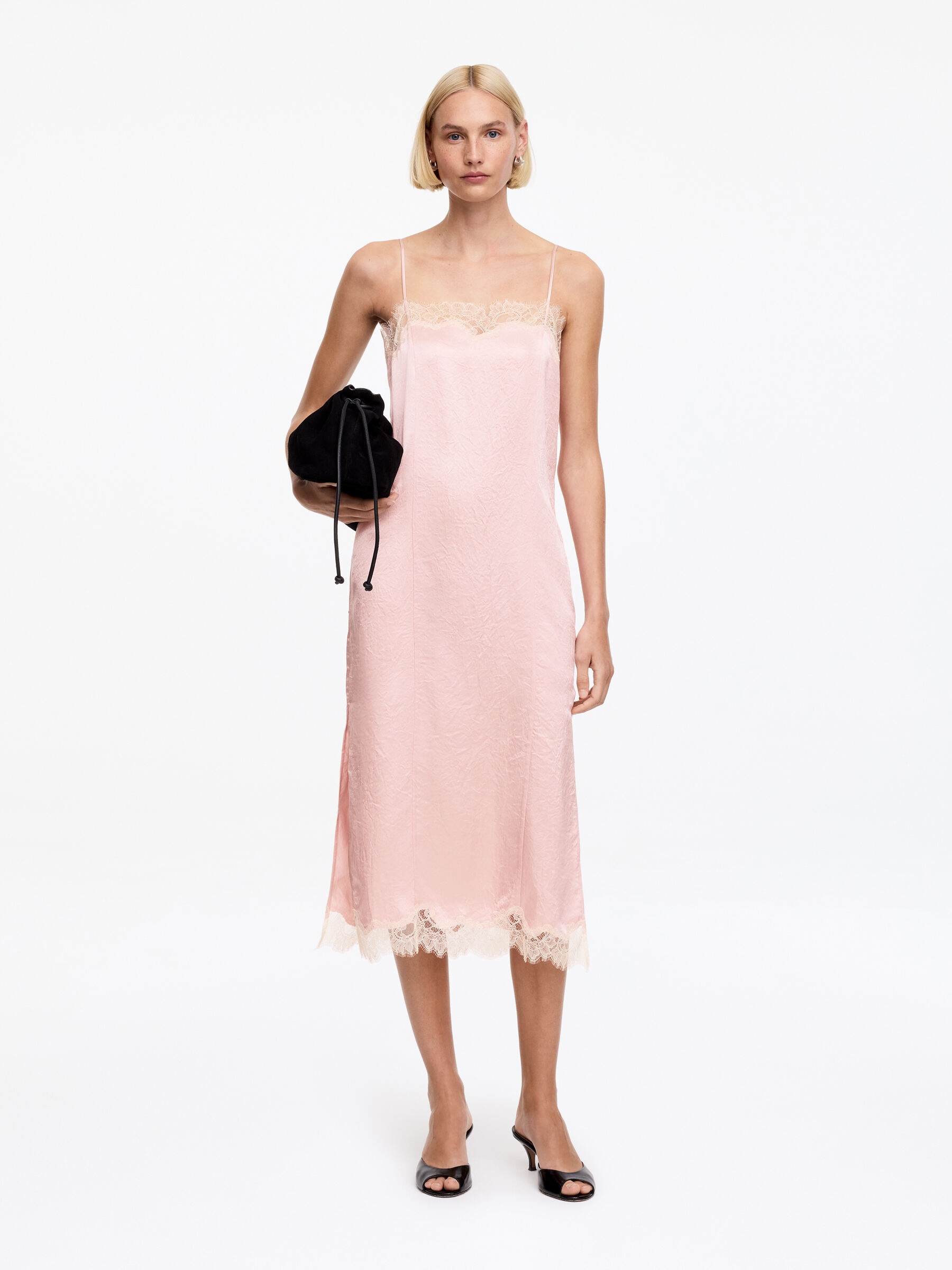 Lace-Trimmed Slip Dress &amp;ndash; Pink &amp;ndash; Women &amp;ndash; Arket Gb