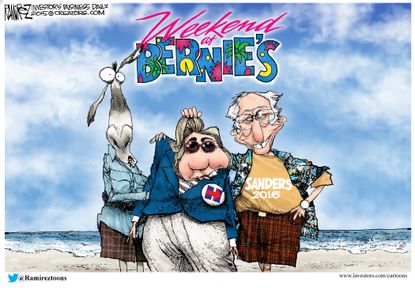 Political cartoon U.S. Bernie Sanders Hillary Clinton