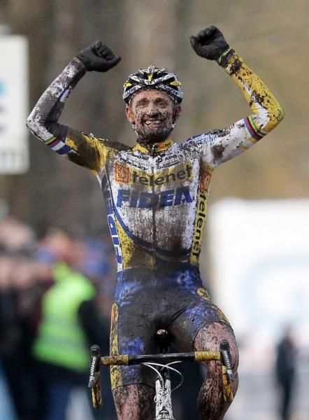 Bart Wellens enjoys a rare late-career victory in Essen in 2011