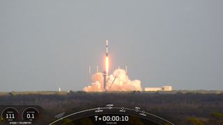 A SpaceX Falcon 9 rocket launches 24 Starlink internet satellites to orbit from Cape Canaveral Space Force Station in Florida on Jan. 6, 2025.