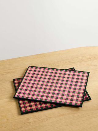 Capri Set of Six Checked Straw Placemats