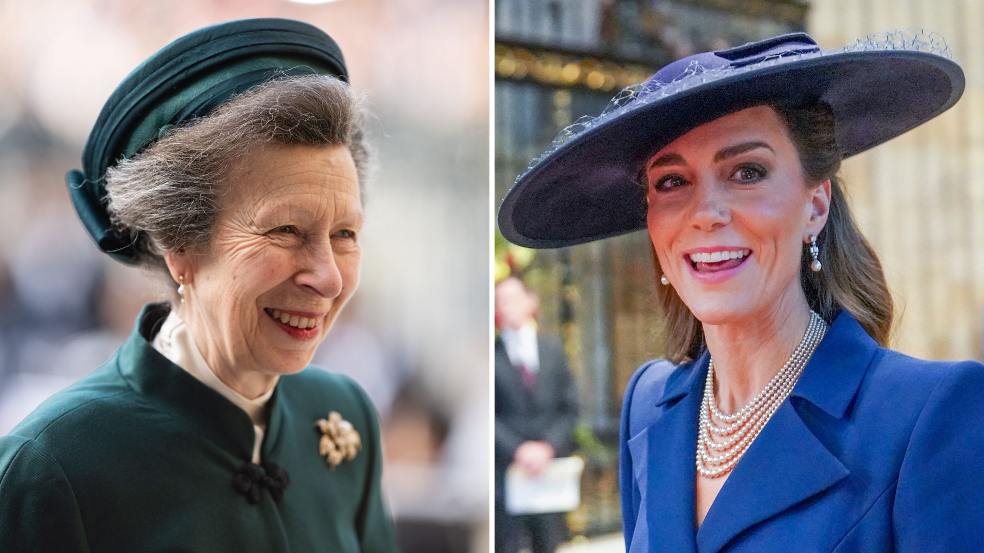 L-Princess Anne arrives at Westminster Abbey for the Commonwealth Day service, R- Kate Middleton attending the Commonwealth Day service on March 9th