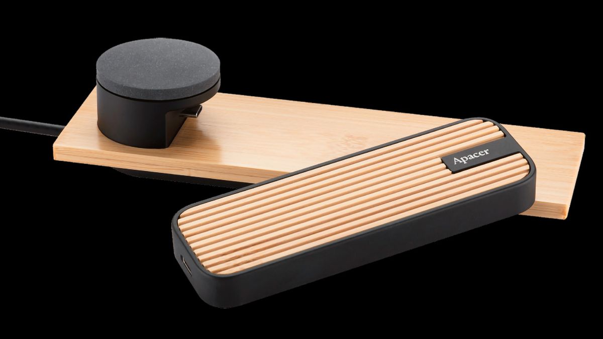 Portable 1TB bamboo SSD is fast, but smells even better due to built-in aroma diffuser — essential oil diffuser billed as bringing harmony to your workplace