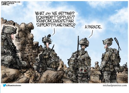 Political cartoon U.S. Budget deal military parade