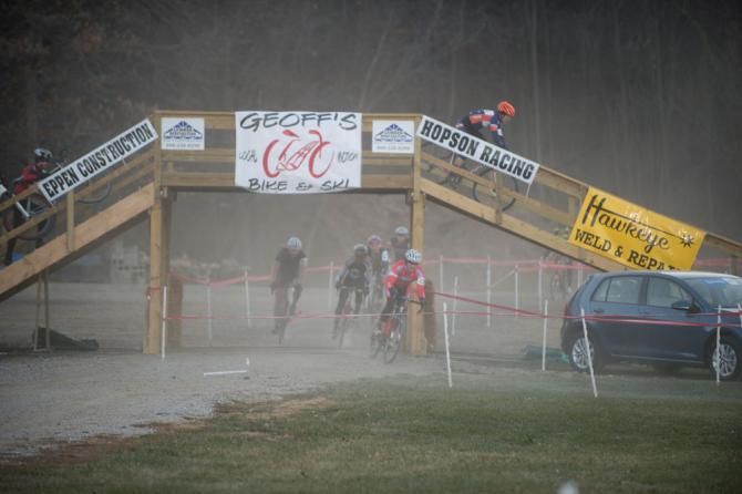 Riders dealt with a cloud of dust on the flyover instead of mud.