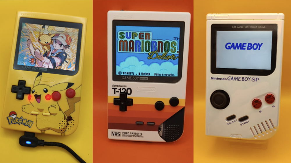 Three Game Boy DS modded retro gaming handhelds that put a Nintendo DS inside a Game Boy