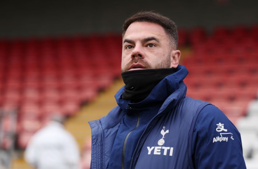 DAGENHAM, ENGLAND - FEBRUARY 01: Martin Ho, Manager of Tottenham Hotspur, arrives at the stadium prior to the Barclays Women's Super League match between West Ham United and Tottenham Hotspur at Chigwell Construction Stadium on February 01, 2026 in Dagenham, England.