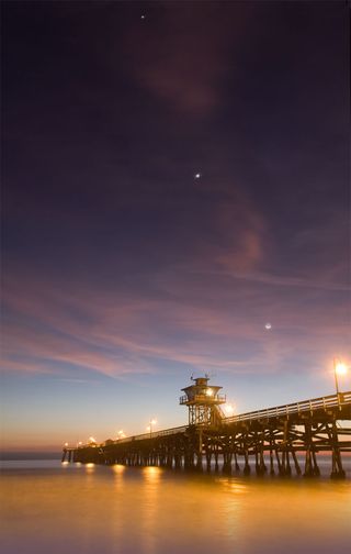 Jupiter, Venus and the Moon over San Clemente, CA