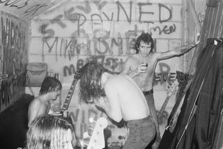 AC/DC backstage at the Marquee Club