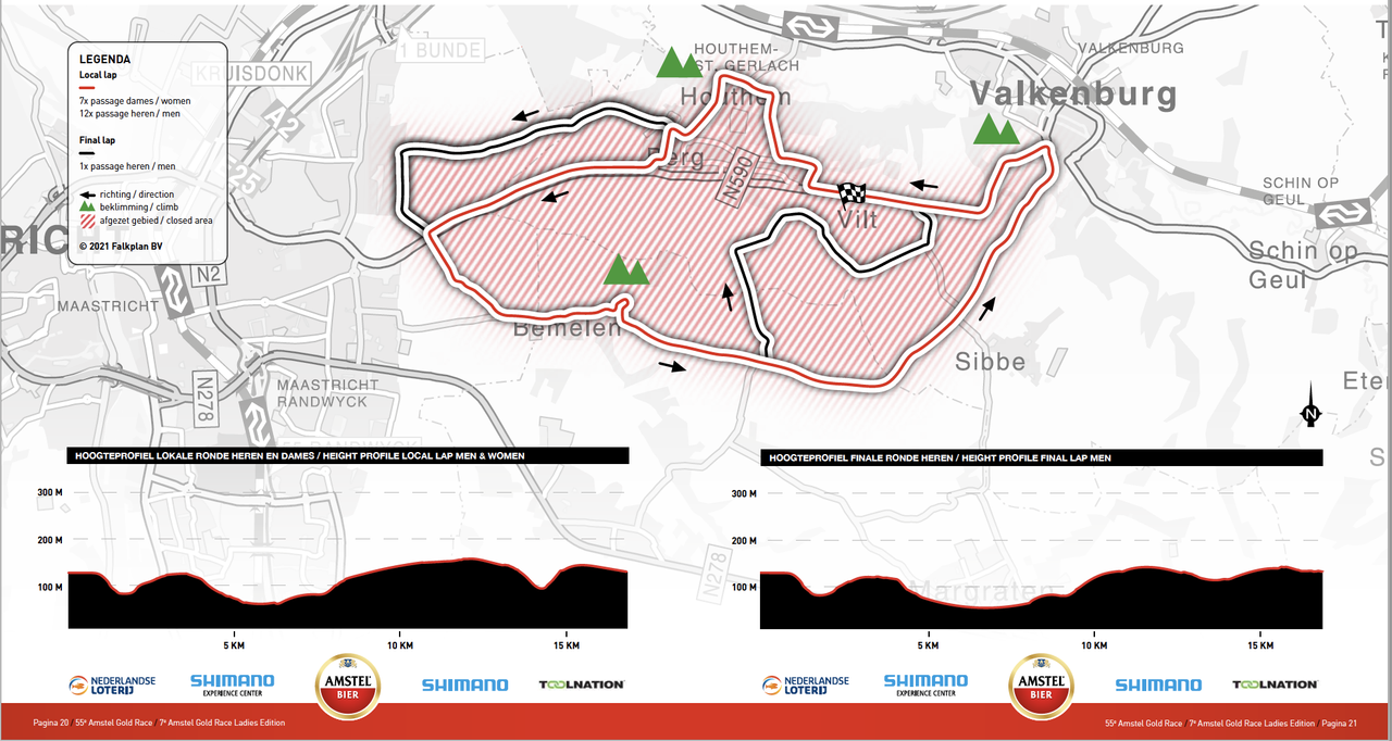 Map and profile for the Amstel Gold Race 2021