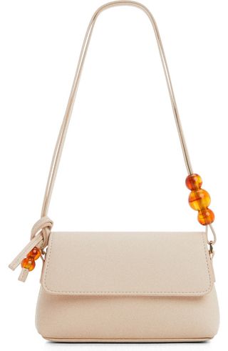 Bead Detail Faux Leather Crossbody Bag