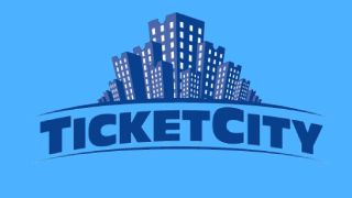 Light blue and dark blue TicketCity logo.