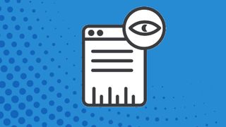 A web page and an eye on a blue background with blue dots