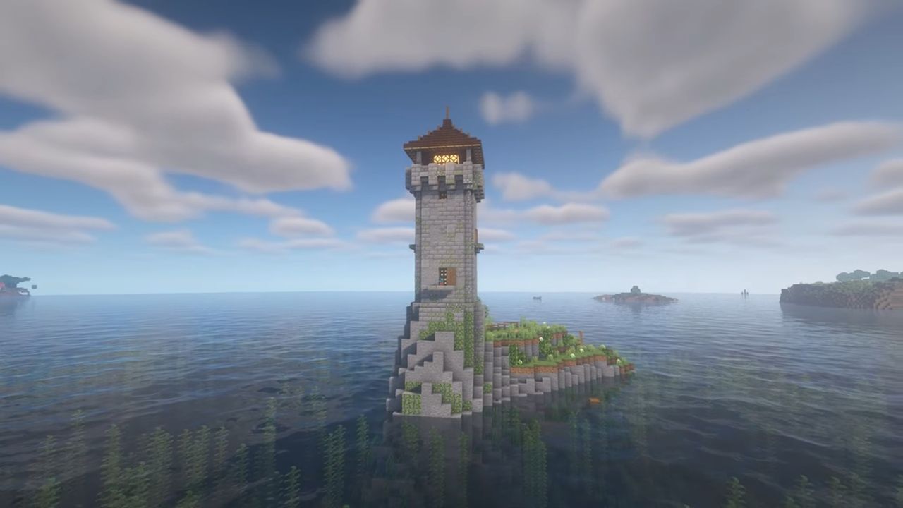 Minecraft builds - Stone lighthouse with rotating light by armun