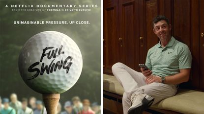 Netflix Full Swing cover art and Rory McIlroy