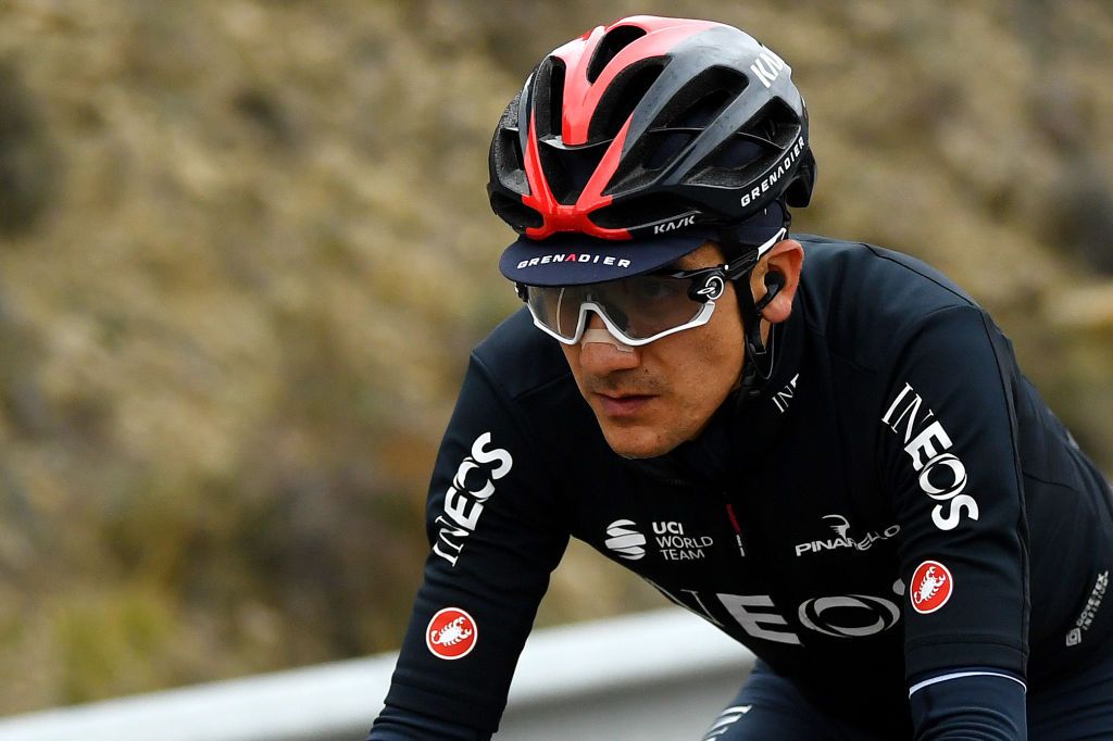 SALLENT DE GLLEGO SPAIN OCTOBER 25 Richard Carapaz of Ecuador and Team INEOS Grenadiers Oakley sunglasses during the 75th Tour of Spain 2020 Stage 6 a 1464km stage from Biescas to Sallent de Gllego Aramn Formigal 1790m lavuelta LaVuelta20 La Vuelta on October 25 2020 in Sallent de Gllego Spain Photo by David RamosGetty Images