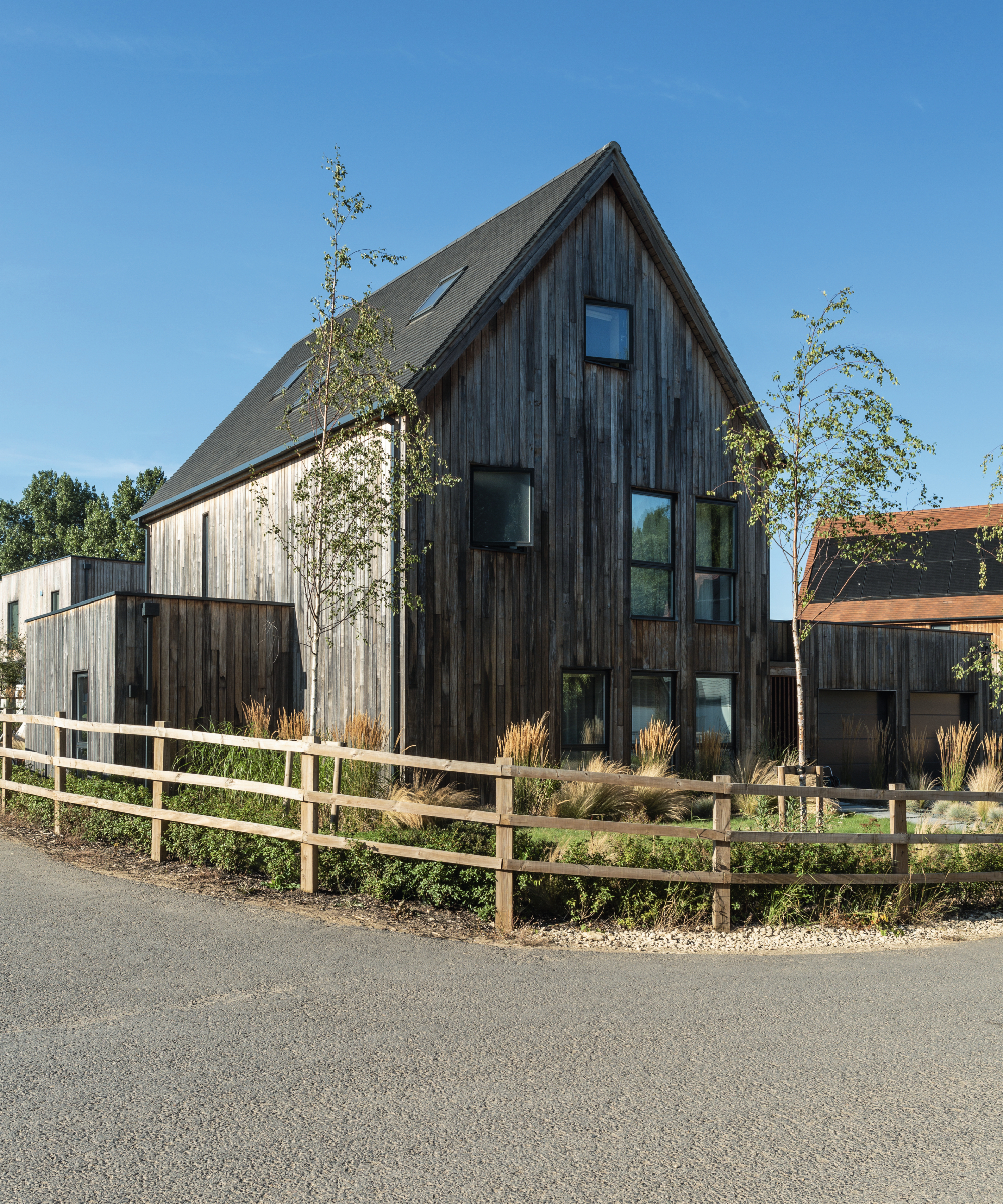 custom build home with wooden clad exterior