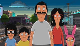 Bob's Burgers the Belcher family outside of the shop
