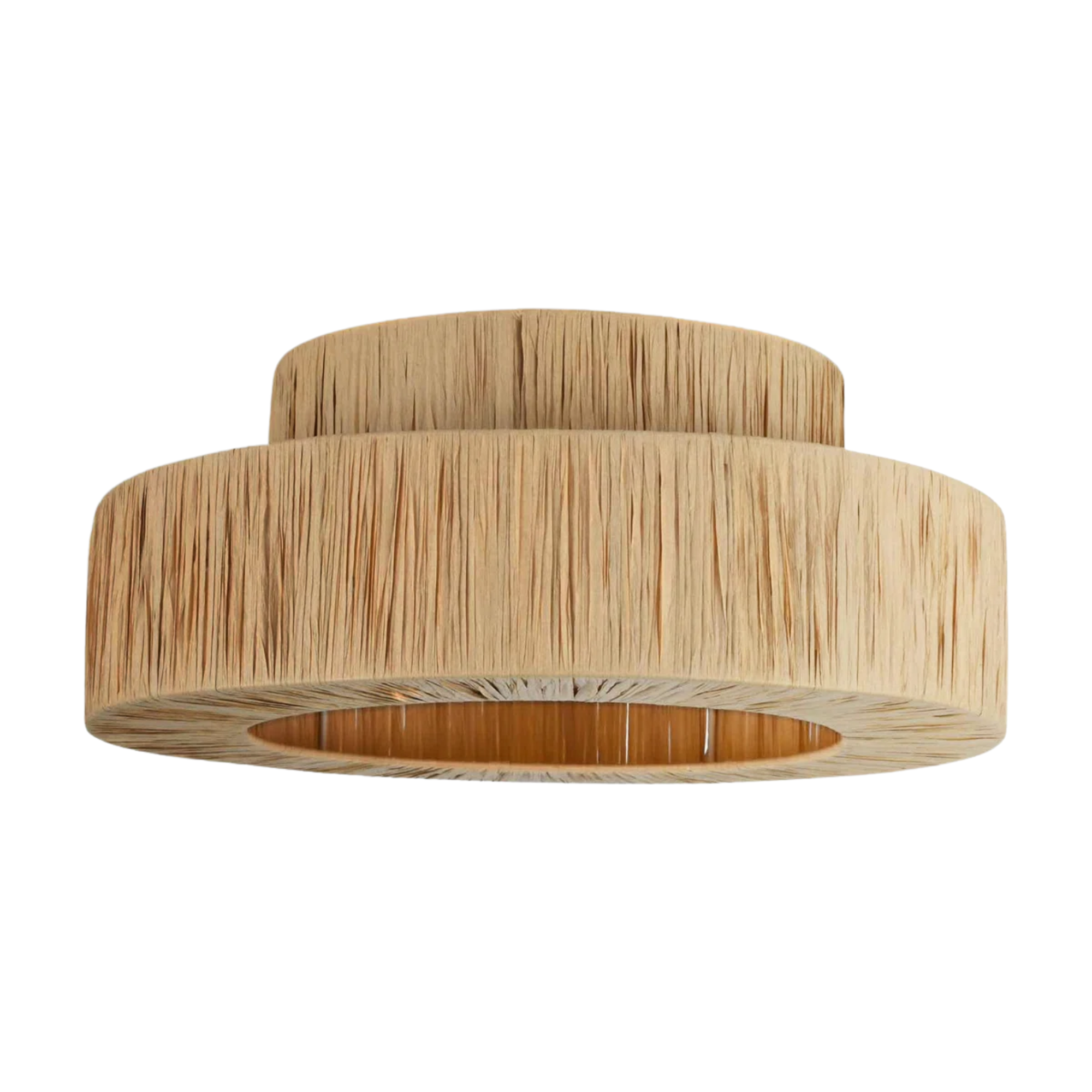 flush mount raffia drum shade