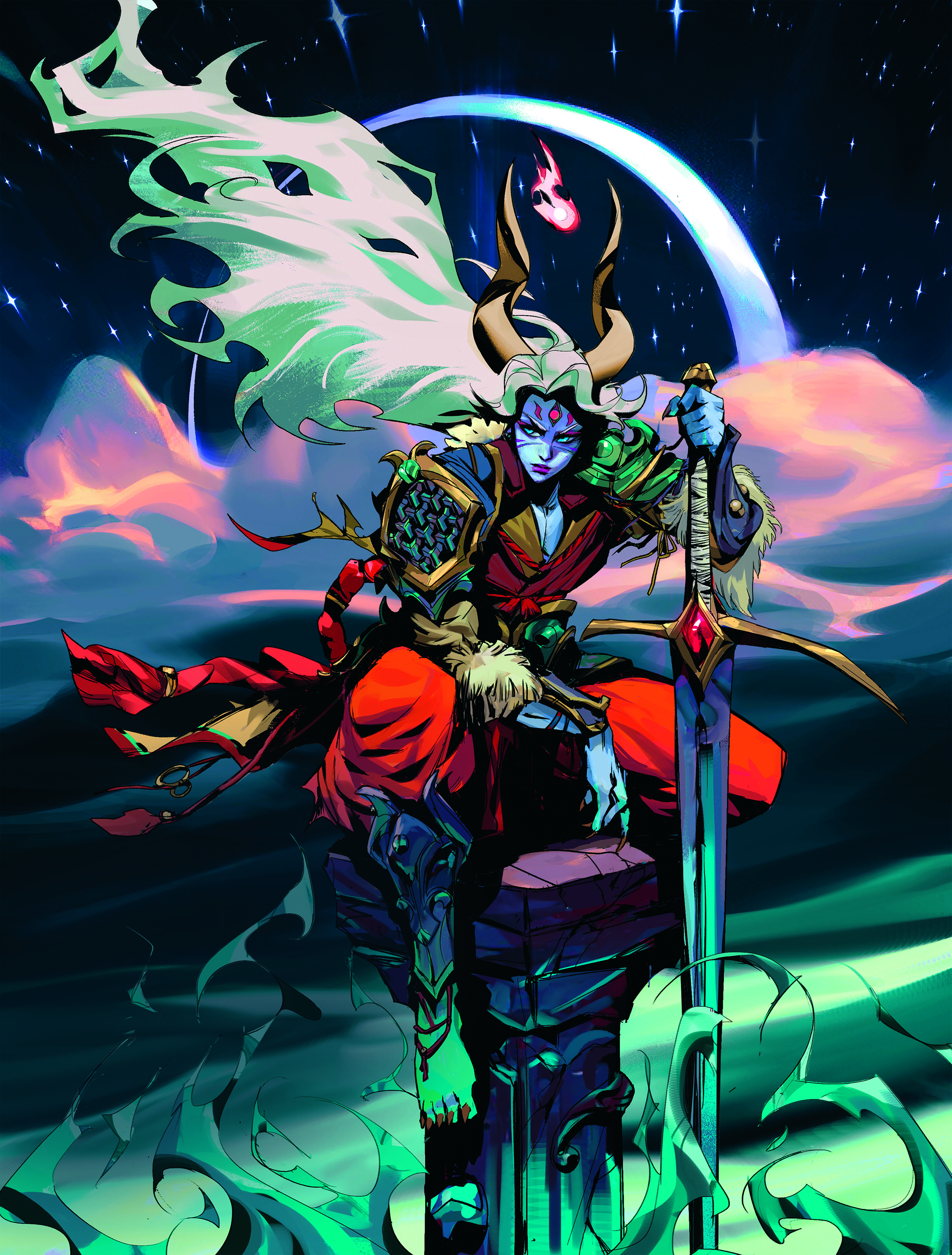 fantasy character art showing a female character in vibrant colours
