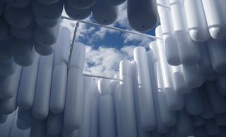 Inflated tubes at pavilion entrance