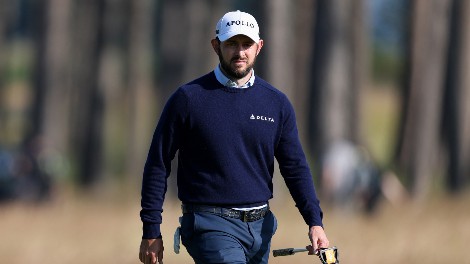 Patrick Cantlay walks on the 10th hole on day one of the Genesis Scottish Open 2026 at The Renaissance Club
