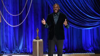 Tyler Perry accepts the Humanitarian Award during the 2021 Oscars