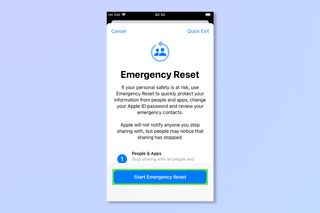 The ios Emergency reset screen