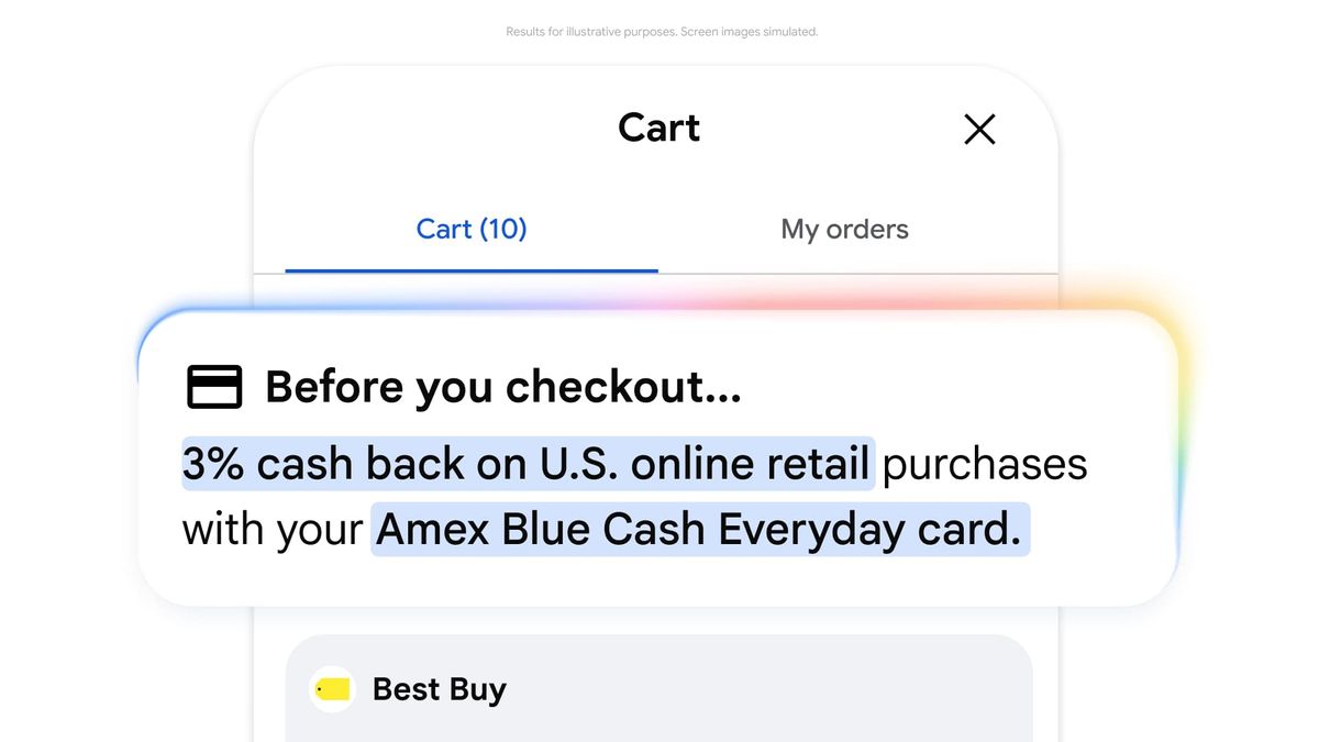 The Google Universal Cart shopping feature on a phone.