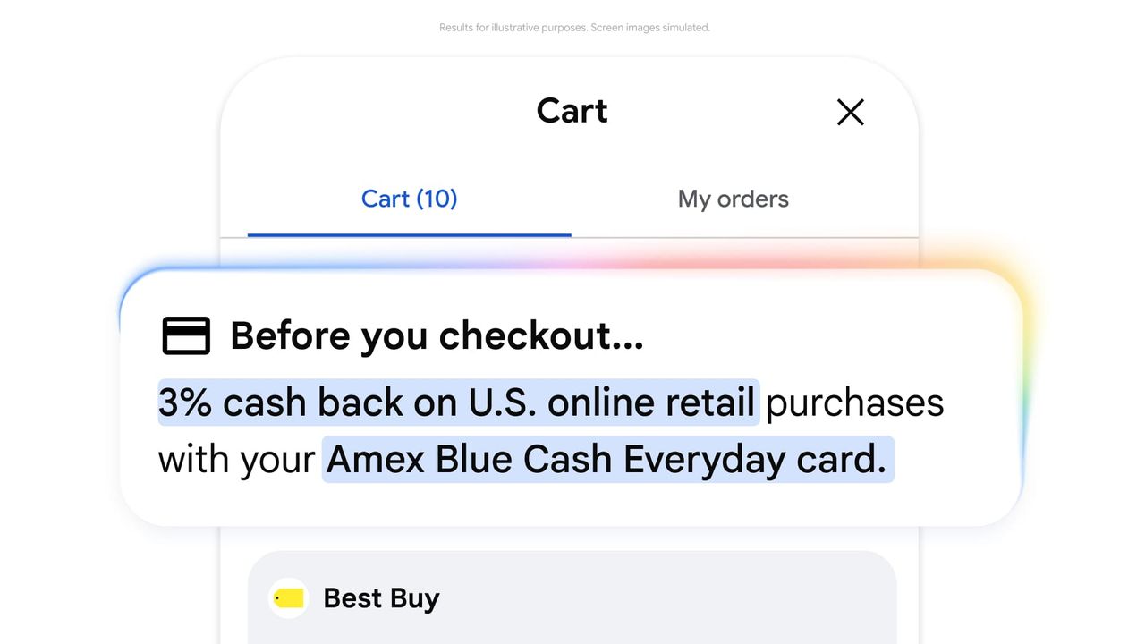 The Google Universal Cart shopping feature on a phone.