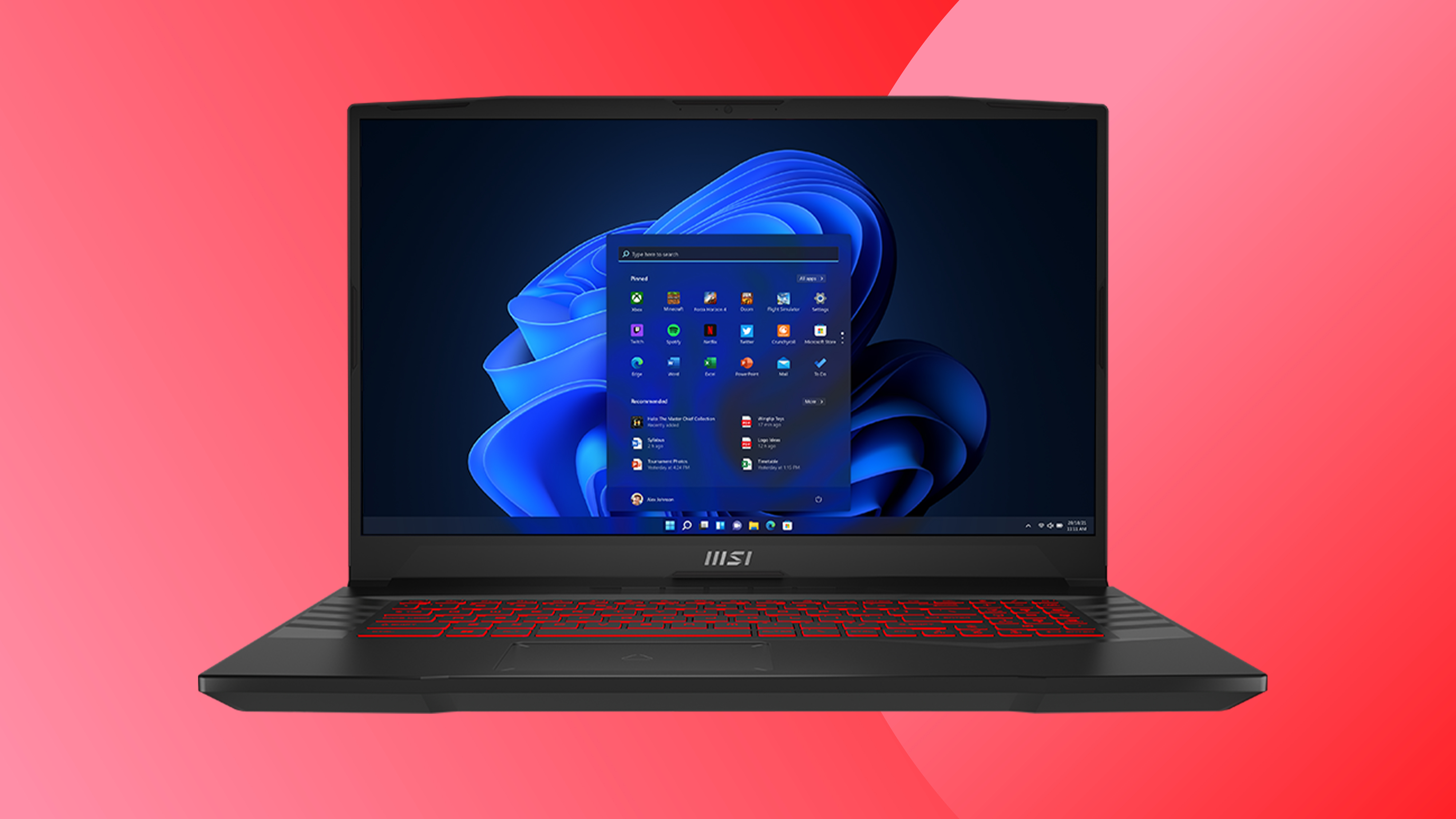 An MSI Cyber Monday deals image with an MSI Pulse GL76 gaming laptop on a red background