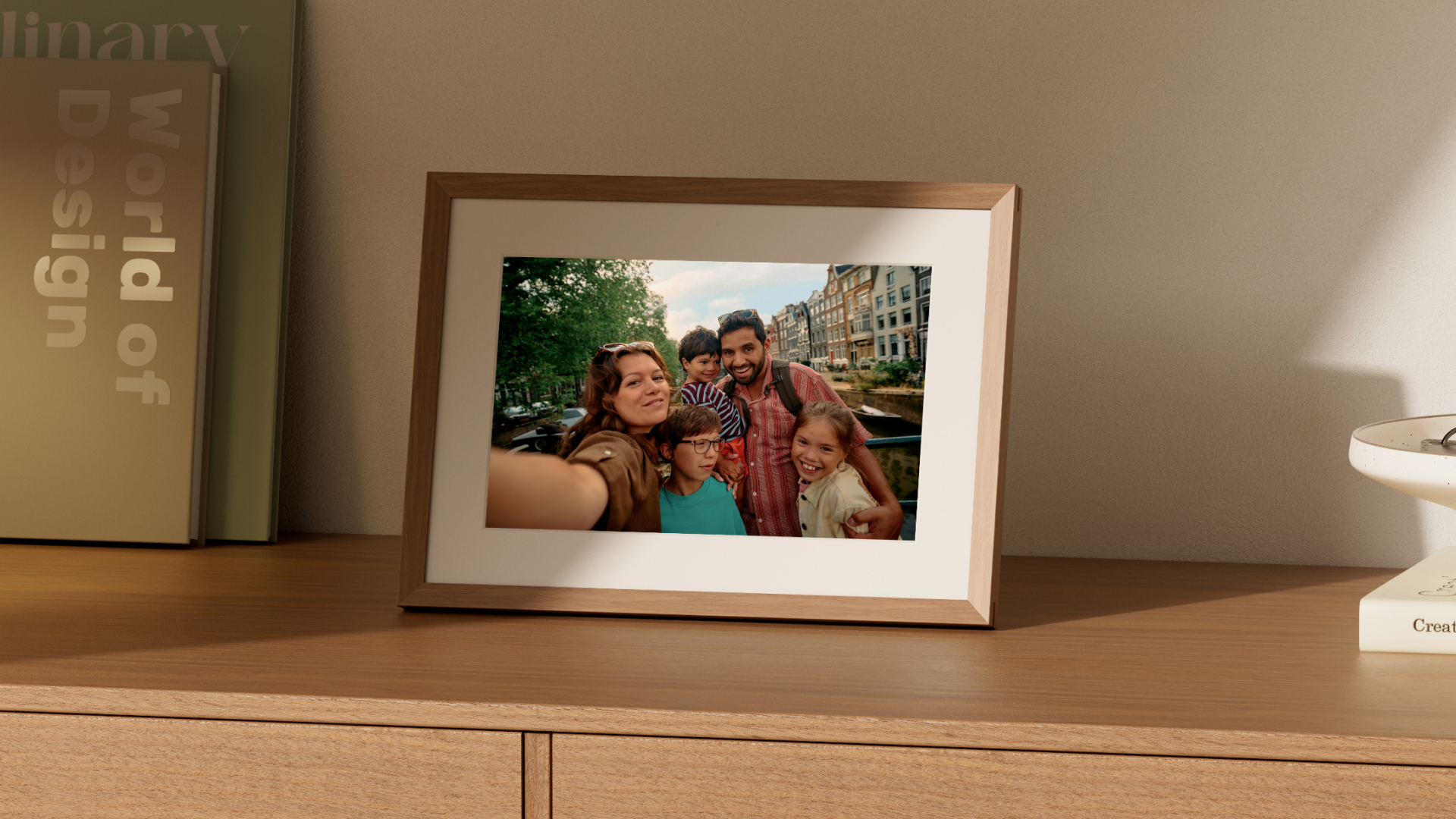Amazon Alexa Photo Frame 10.1" on a shelf