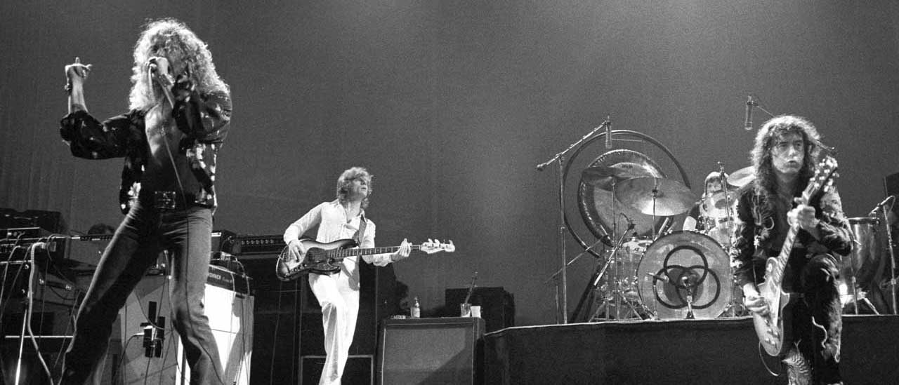 Led Zeppelin onstage at Earls Court, London, 1975