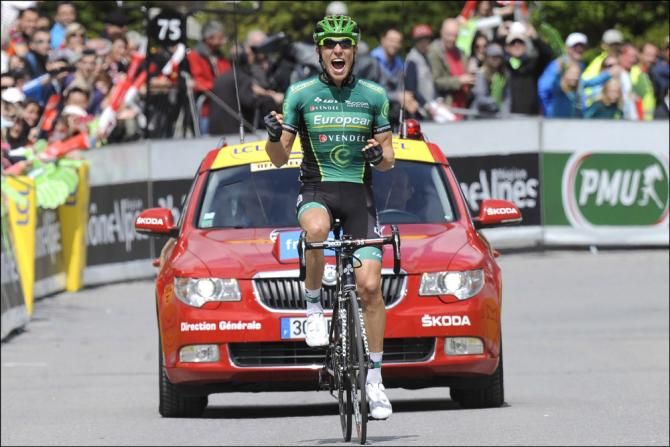 David Veilleux (Europcar) earned the biggest victory of his career as he soloed away to win the opening stage of the 2013 Crit&eacute;rium du Dauphin&eacute;