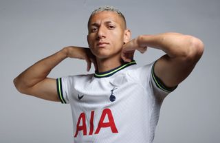 Tottenham Hotspur new signing Richarlison poses for a photo at Tottenham Hotspur Training Centre on July 09, 2022 in Enfield, England.