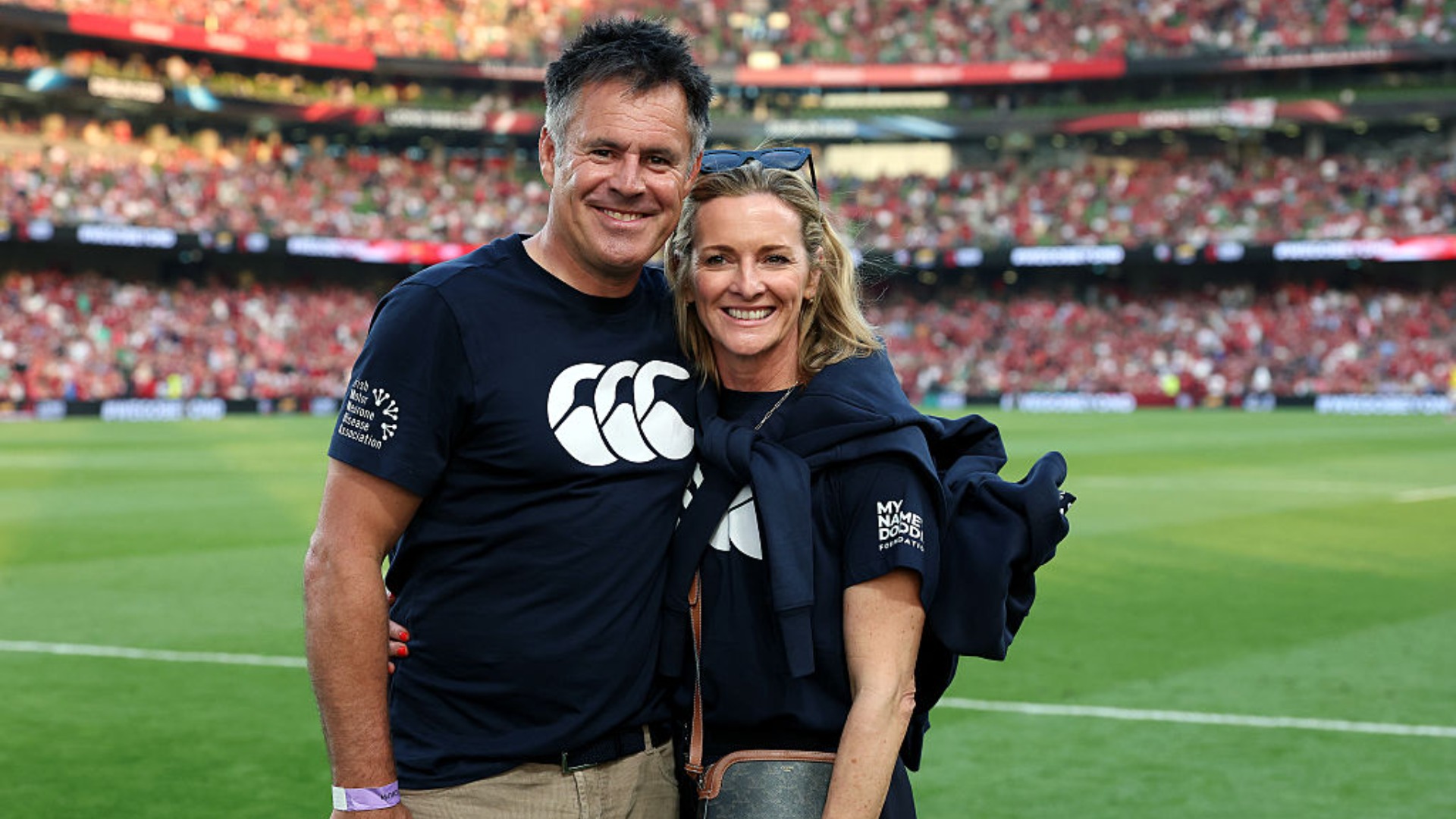 Gabby Logan and Kenny Logan at the 1888 Cup international match between British &amp;amp; Irish Lions and Argentina at the Aviva Stadium